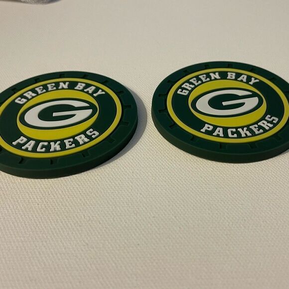 NFL Green Bay Packers car cup Coasters in black Set of 2 NWT - Picture 4 of 5